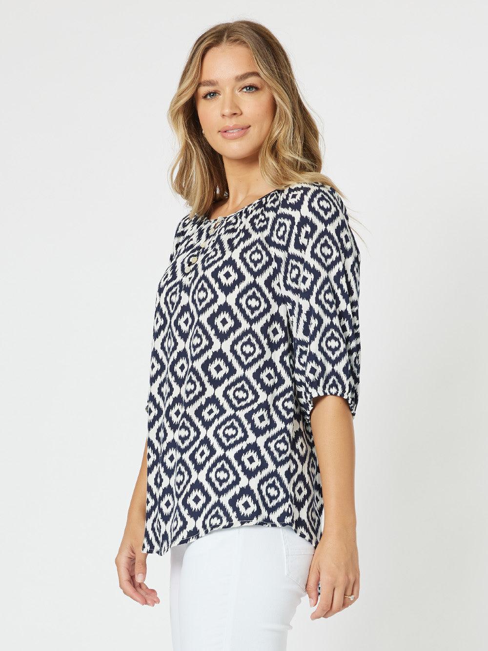 Threadz Diamond Tunic Top (Marine)