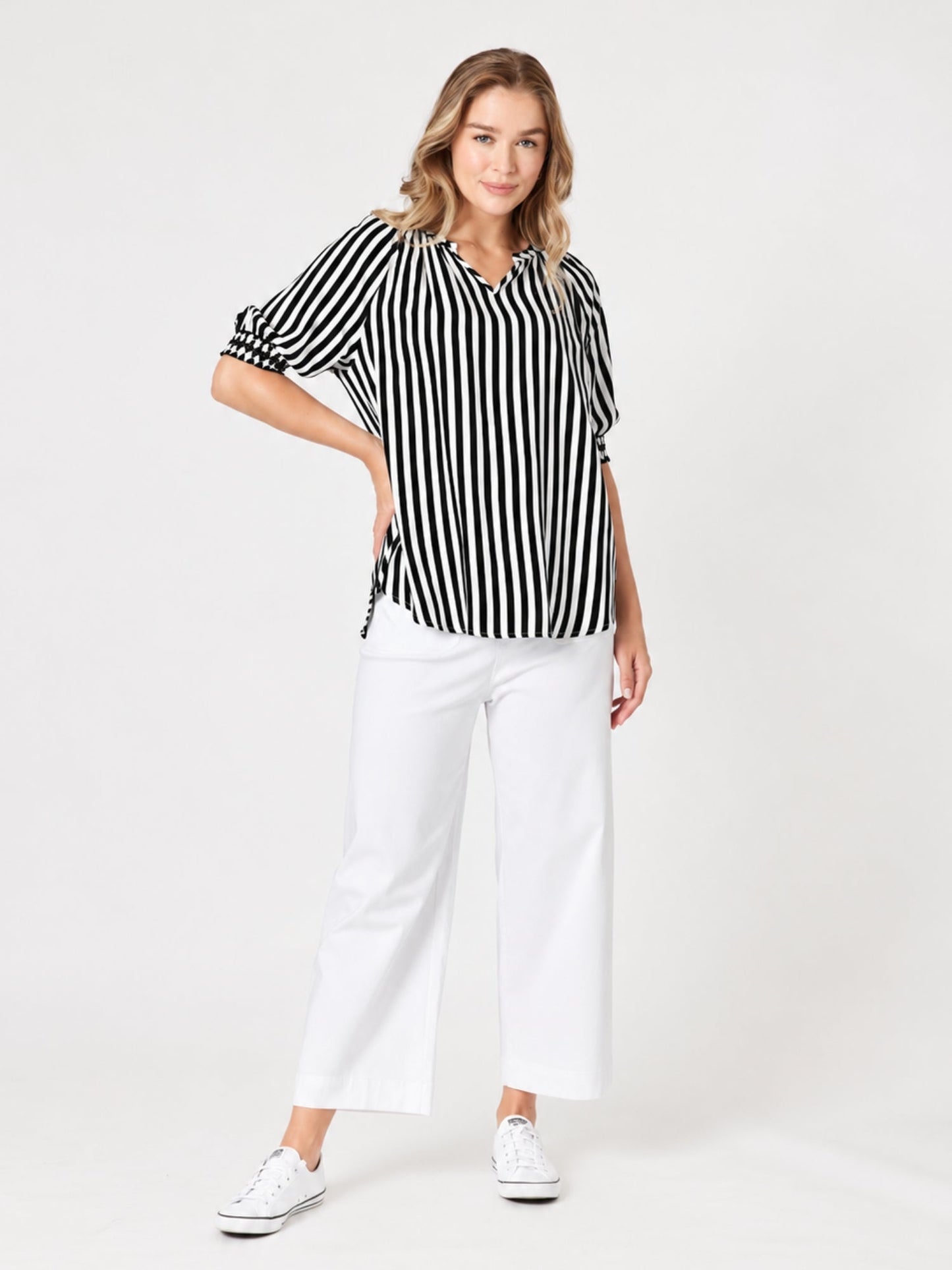 Threadz Marine Wide Leg Pant (White)