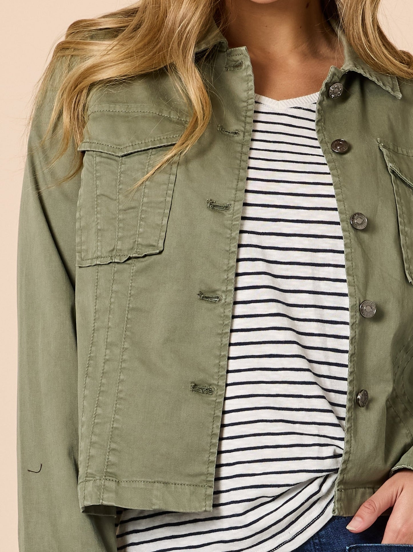 Threadz Retro Denim Jacket (Washed Khaki)