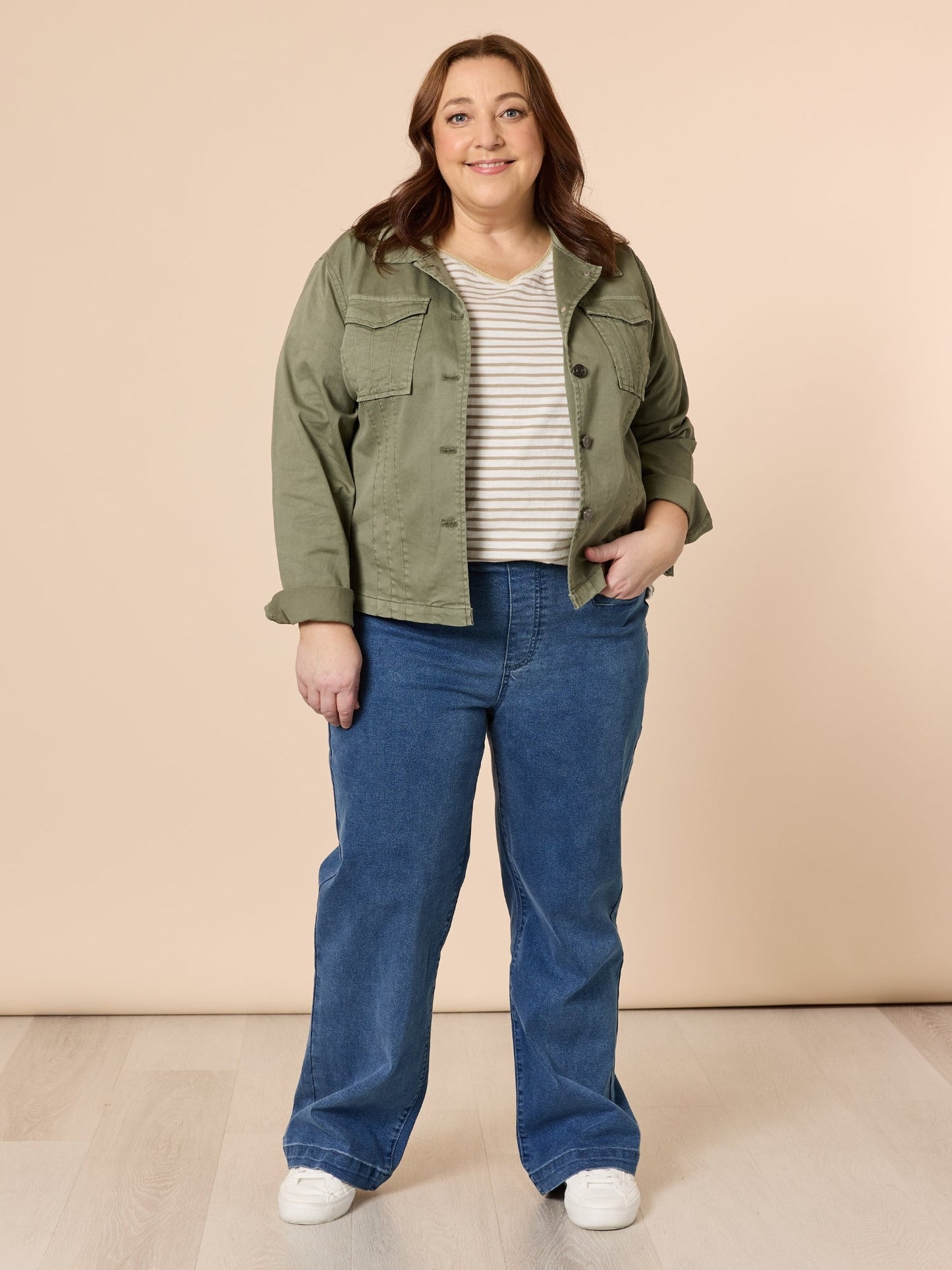 Threadz Retro Denim Jacket (Washed Khaki)