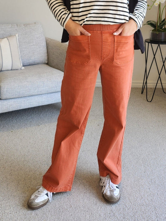 Image of Jeans. Product name - Carpenter Stretch Wide Leg Jean Fig in Fig colour by brand - Threadz