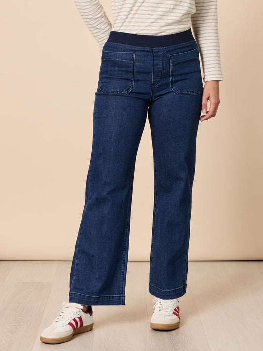 Image of Jeans. Product name - Carpenter Stretch Wide Leg Jean Dark Denim in Dark Denim colour by brand - Threadz