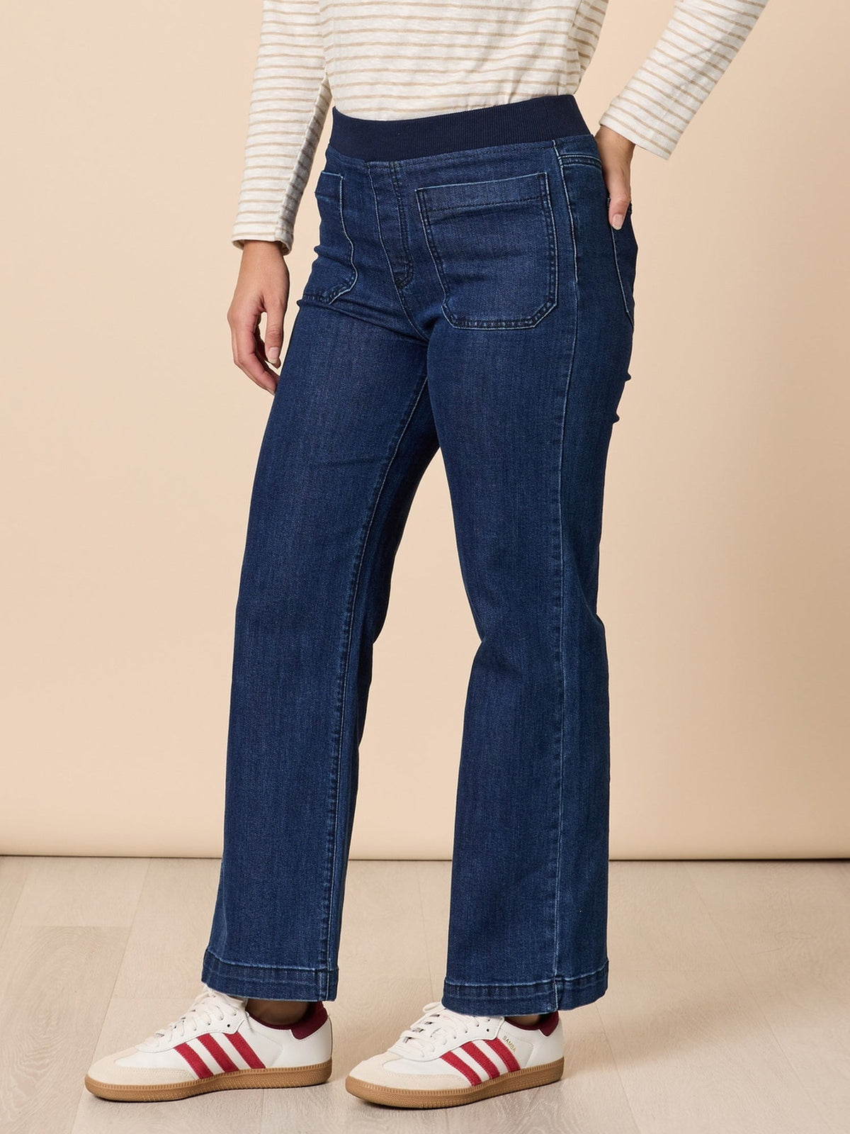 Threadz Carpenter Stretch Wide Leg Jean (Dark Denim)