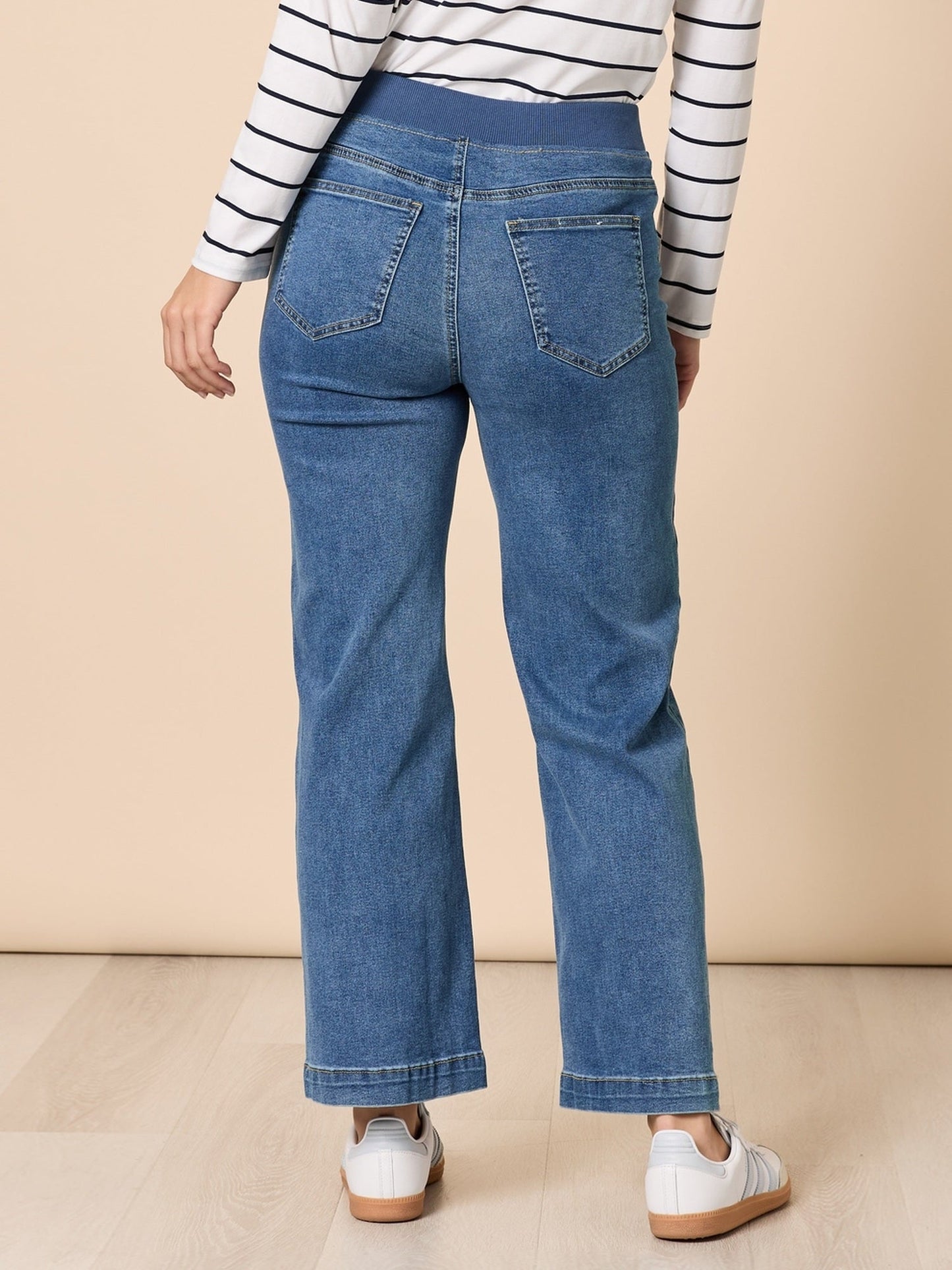 Threadz Carpenter Stretch Wide Leg Jean (Washed Denim)