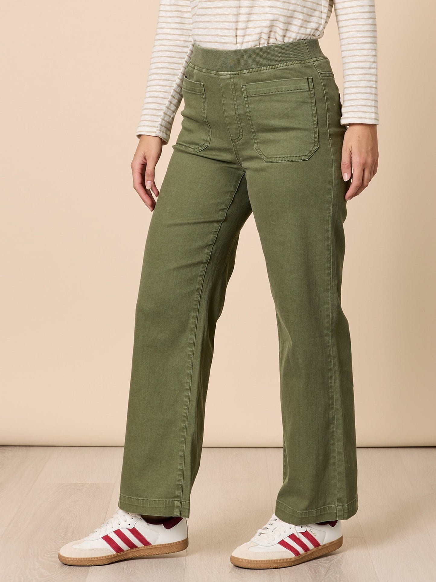 Threadz Carpenter Stretch Wide Leg Jean (Khaki)