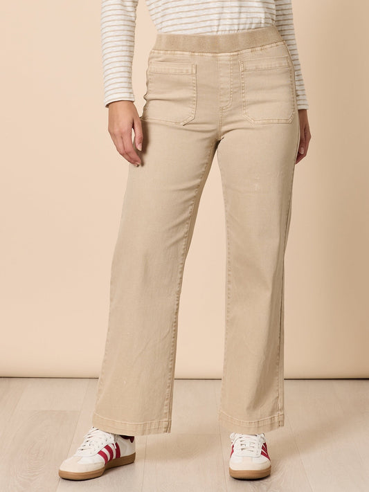 Image of Jeans. Product name - Carpenter Stretch Wide Leg Jean Natural in Natural colour by brand - Threadz