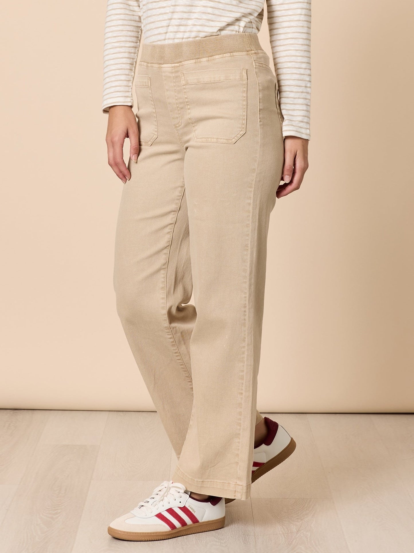 Threadz Carpenter Stretch Wide Leg Jean (Natural)