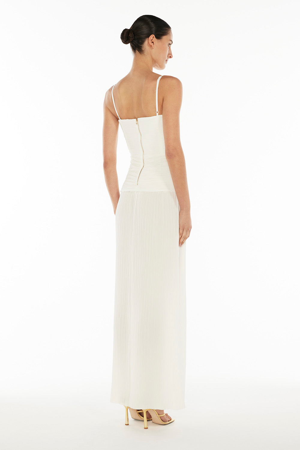 Double Time Pleat Dress (White)