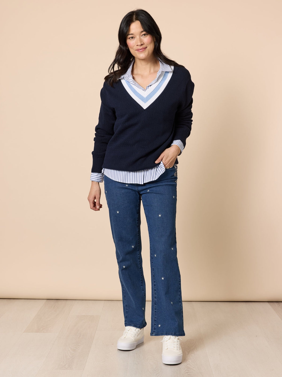 Gordon Smith Hollywood Embroidered Star Straight Leg Jean (Denim)
