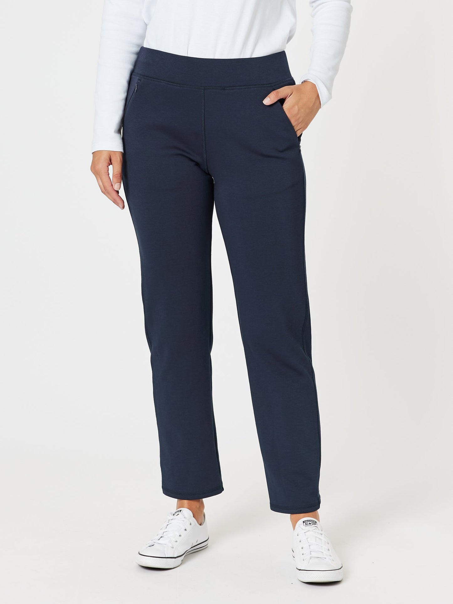 Image of a model wearing Pants. Product name - Urban City Pant Navy in Navy colour by brand - Threadz