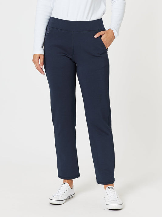 Image of a model wearing Pants. Product name - Urban City Pant Navy in Navy colour by brand - Threadz