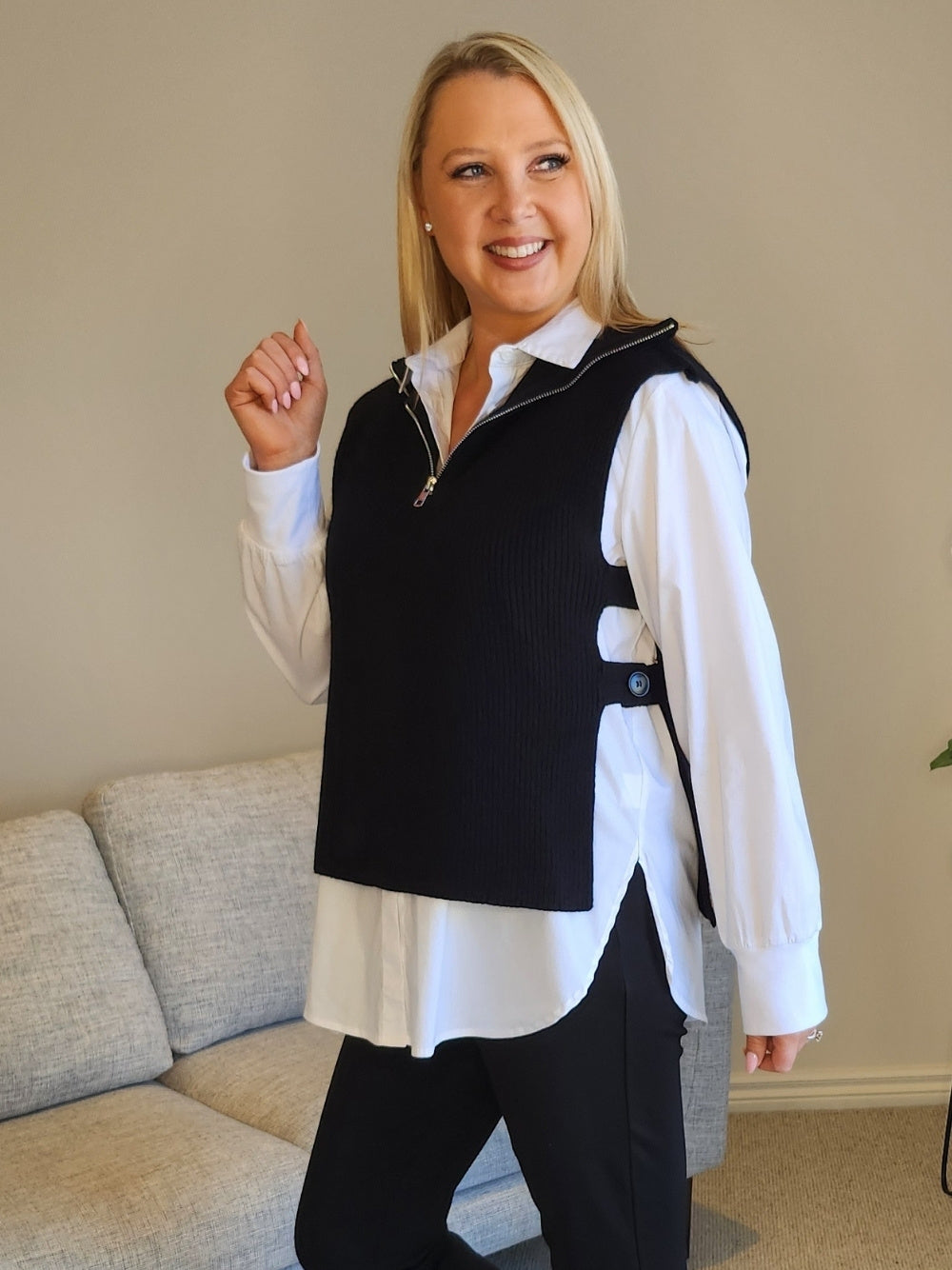 Threadz Tribeca knit Vest (Black)
