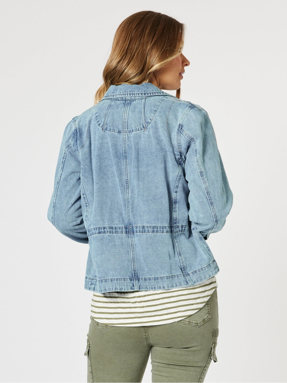 Threadz Boyfriend Denim Jacket (Washed Denim)