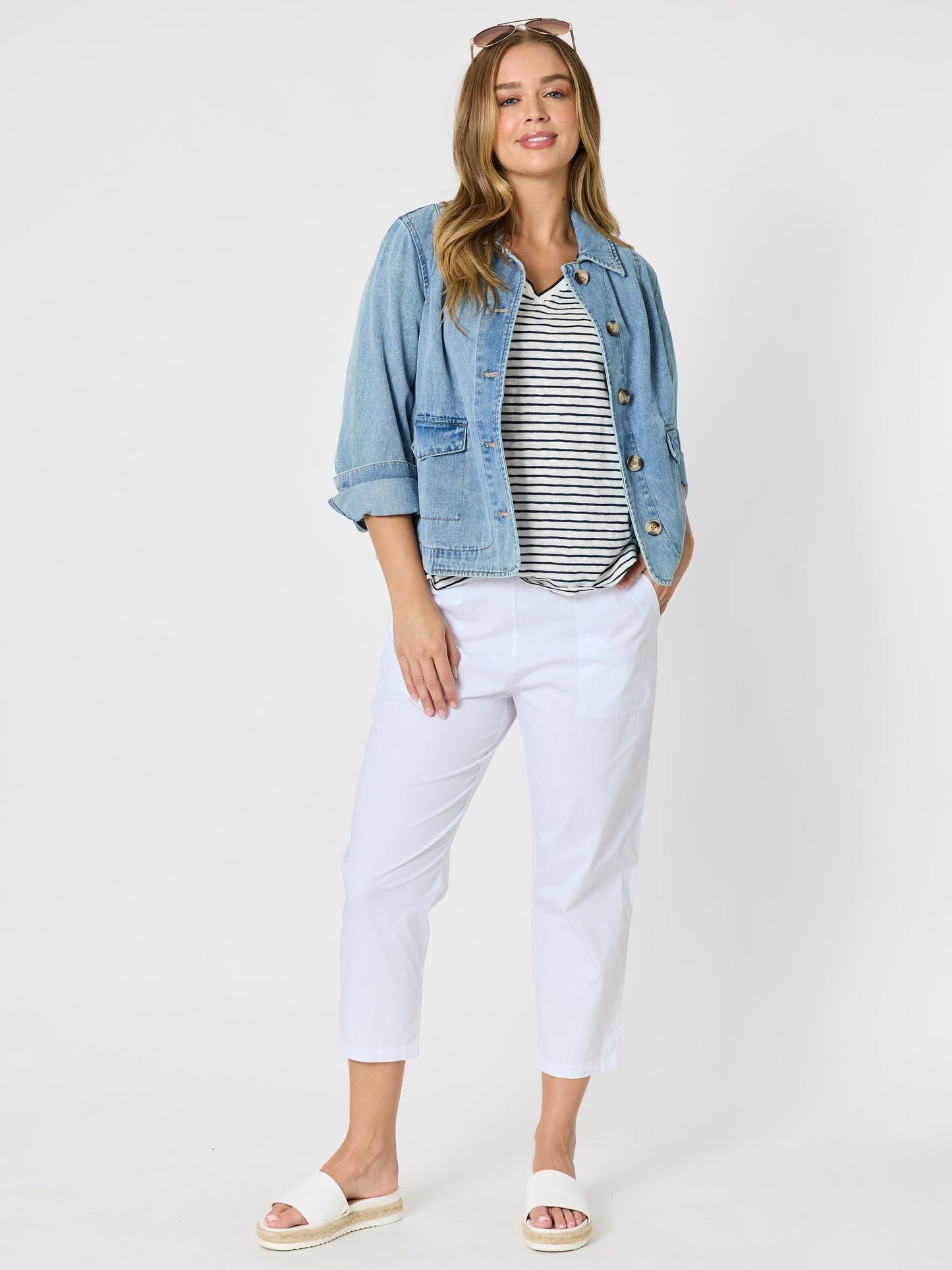 Threadz Boyfriend Denim Jacket (Washed Denim)