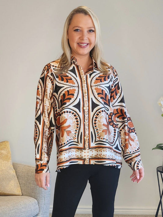 Image of Shirts. Product name - Studio Shirt Chocolate Multi in Chocolate Multi colour by brand - Threadz