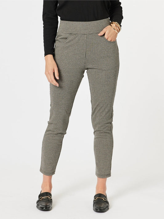 Image of a model wearing Pants. Product name - Ava Pant Natural/Black in Natural/Black colour by brand - Clarity