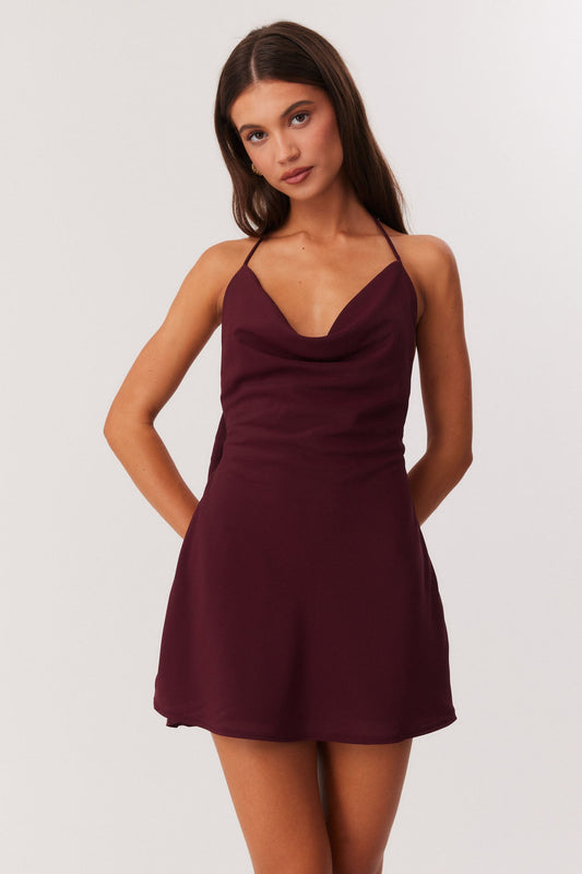 SNDYS RHI MINI DRESS (Merlot)