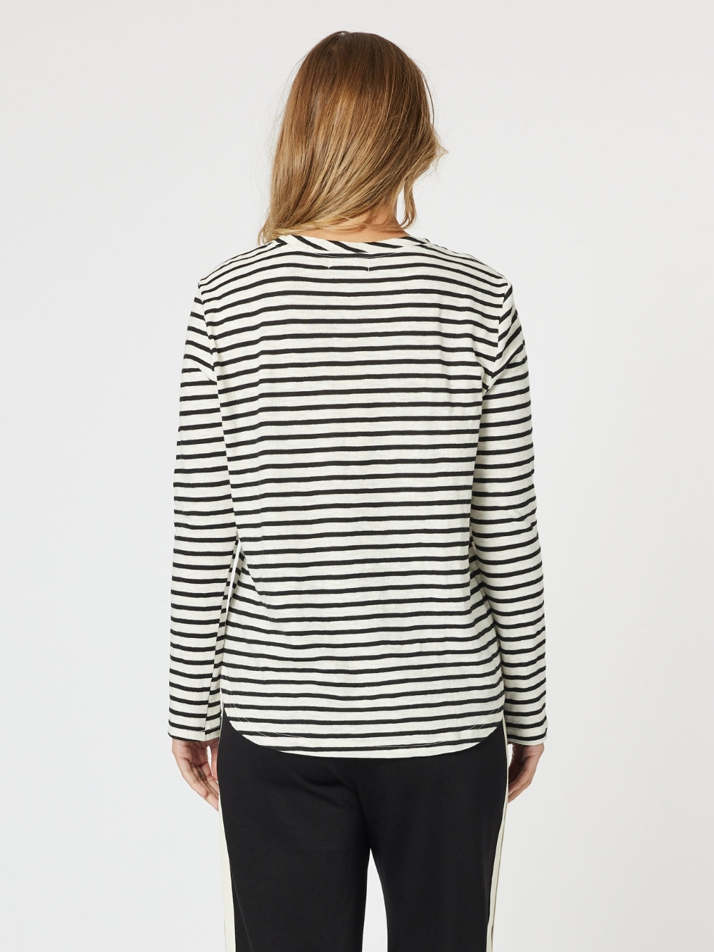 Threadz Riviera Long Sleeve Stripe Print Tee (Black/White)