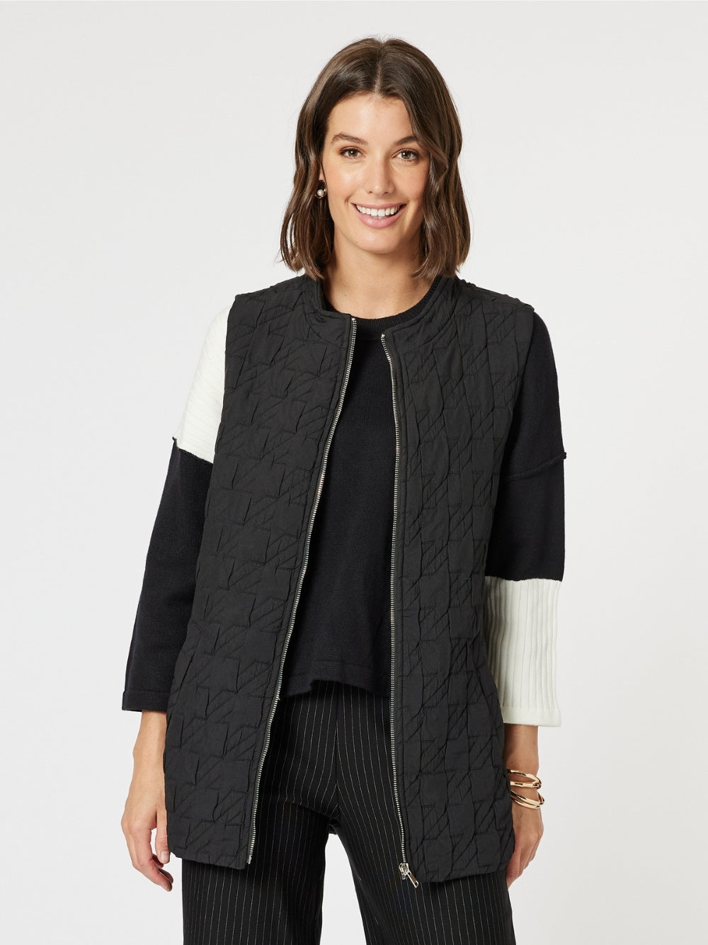 Image of Coats & Jackets. Product name - Monet Vest Black in Black colour by brand - Clarity