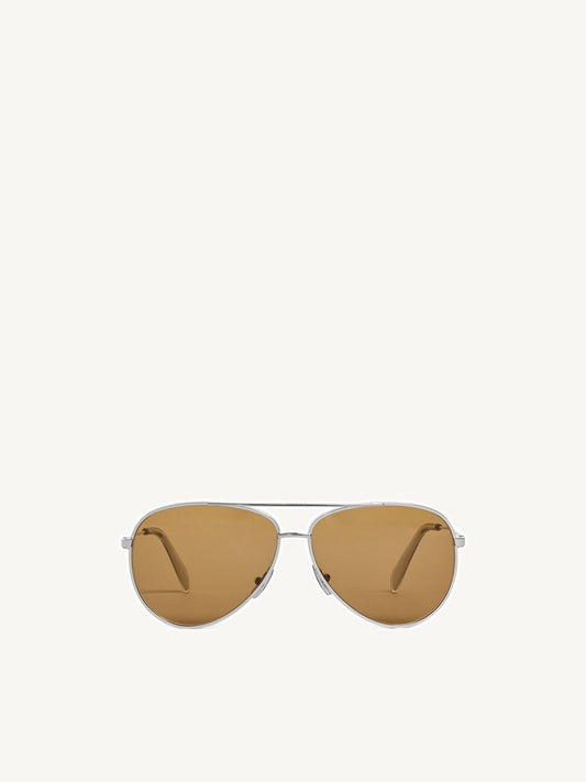 Image of Sunglasses. Product name - Metal Frame 02 Sun in Silver colour by brand - CELINE