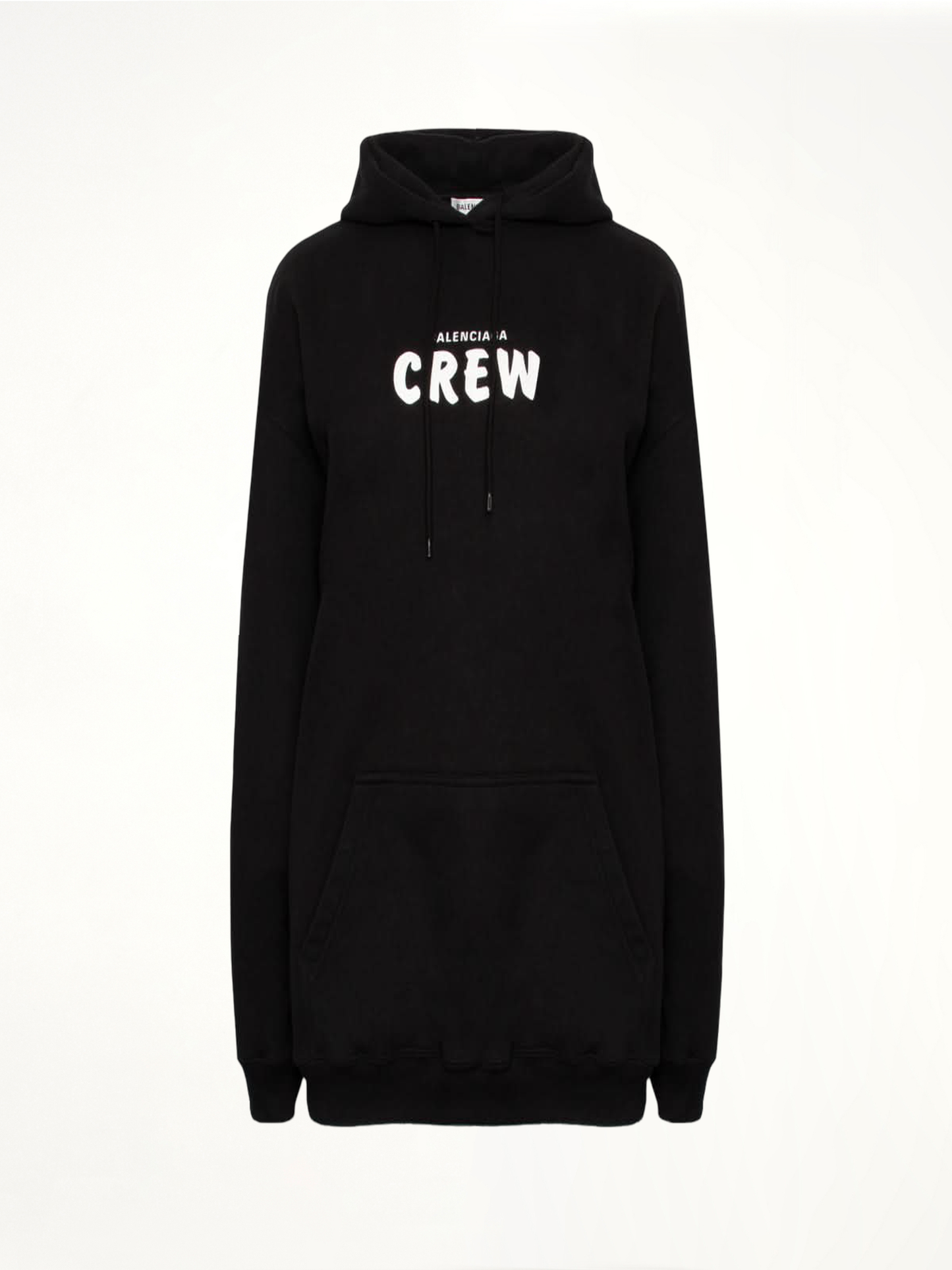 Image of a model wearing Outerwear. Productname: BALENCIAGA Crew Logo Hoodie in BLACK colour by brand - BALENCIAGA