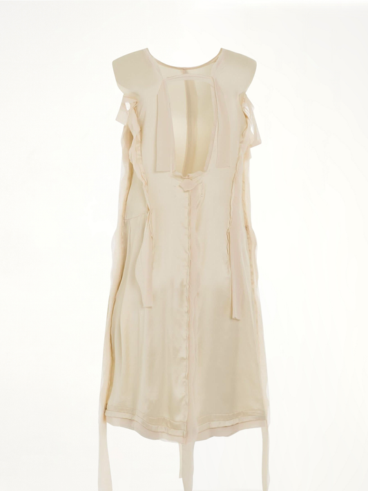 Image of Dresses. Productname: MAISON MARGIELA Asymmetric Distressed Dress in YELLOW colour by brand - MAISON MARGIELA