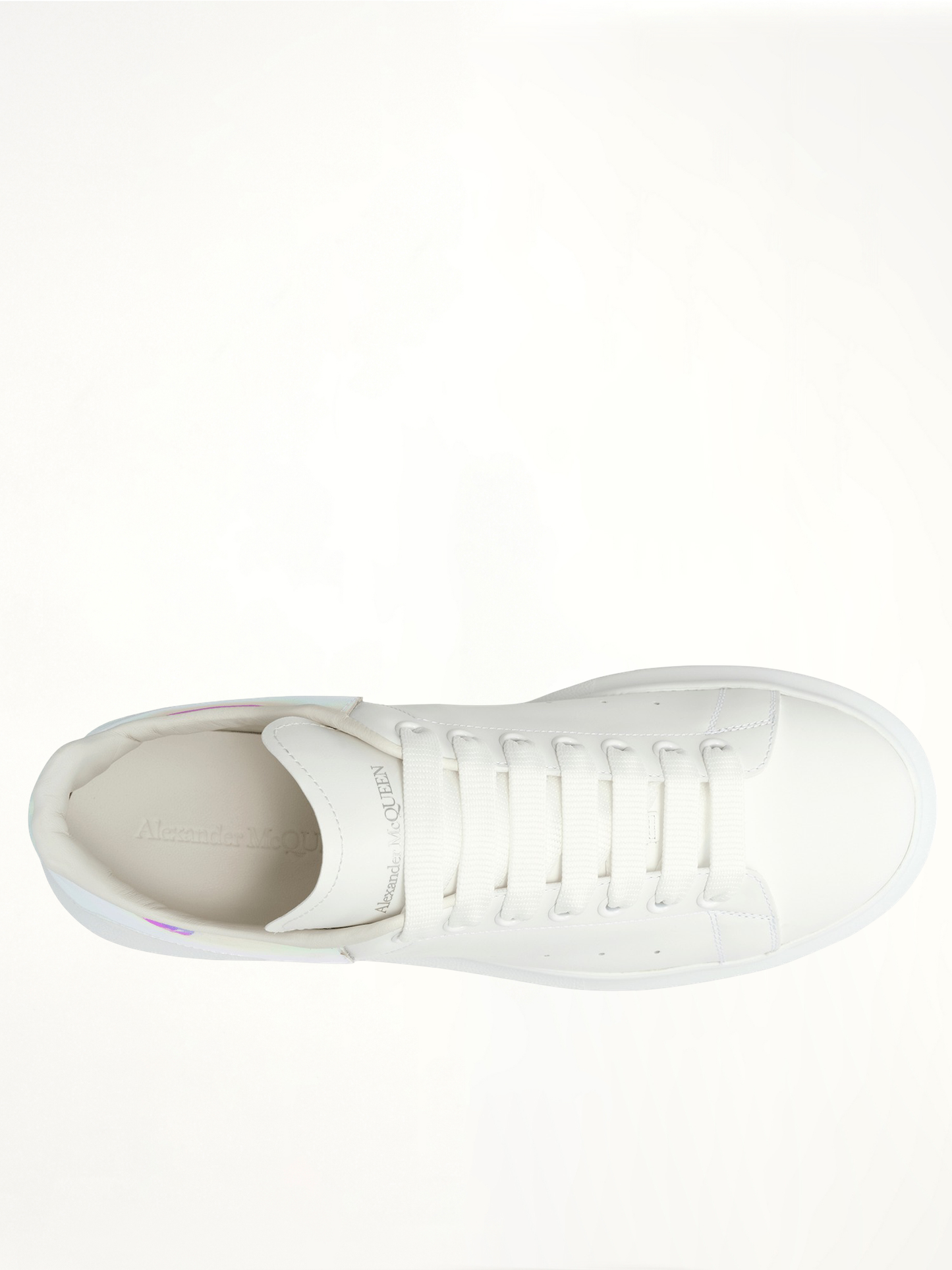 ALEXANDER MCQUEEN Larry Iridescent Heel Sneaker (White)