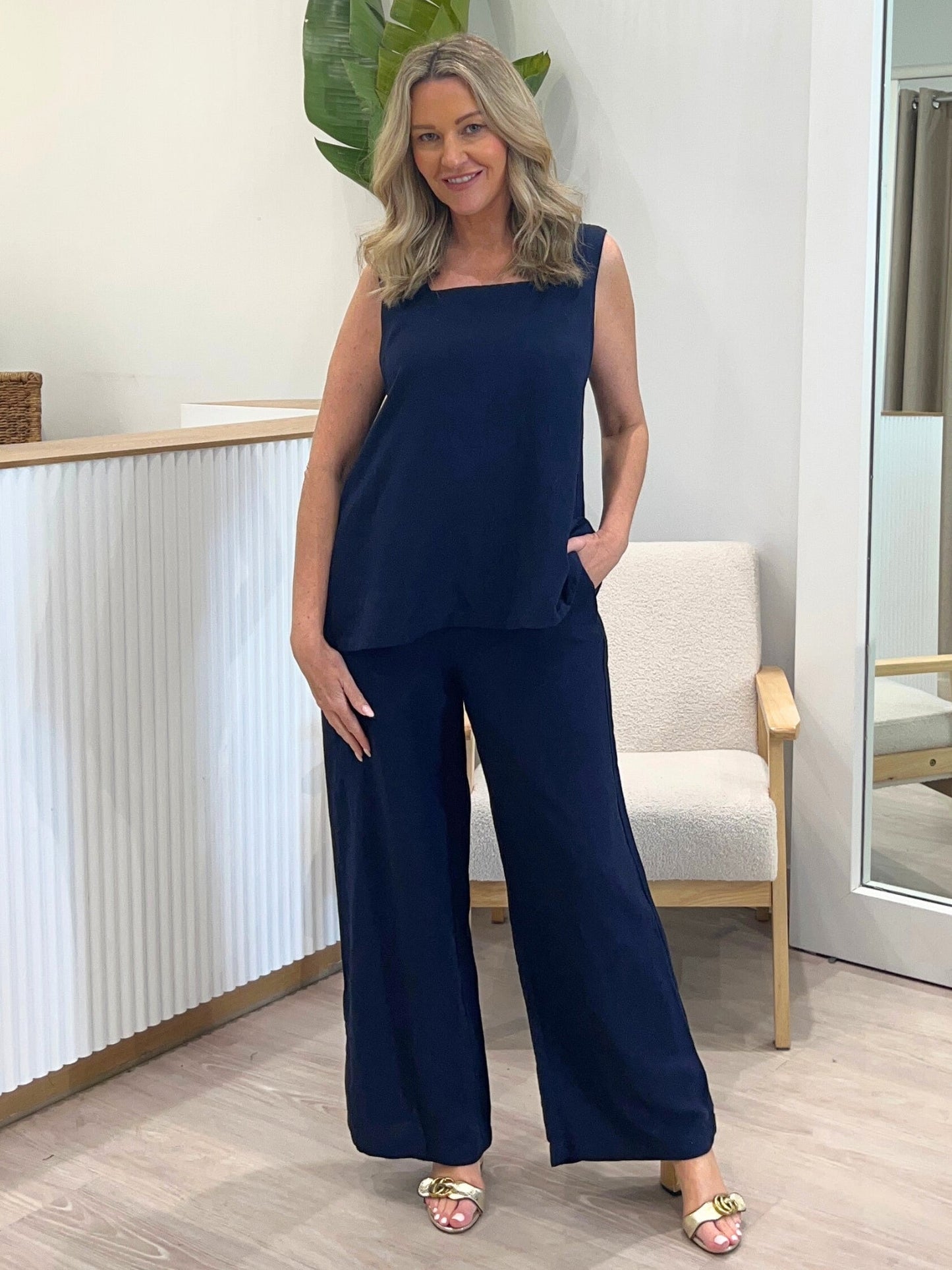 Gordon Smith Lino Wide Leg Pant (Navy)