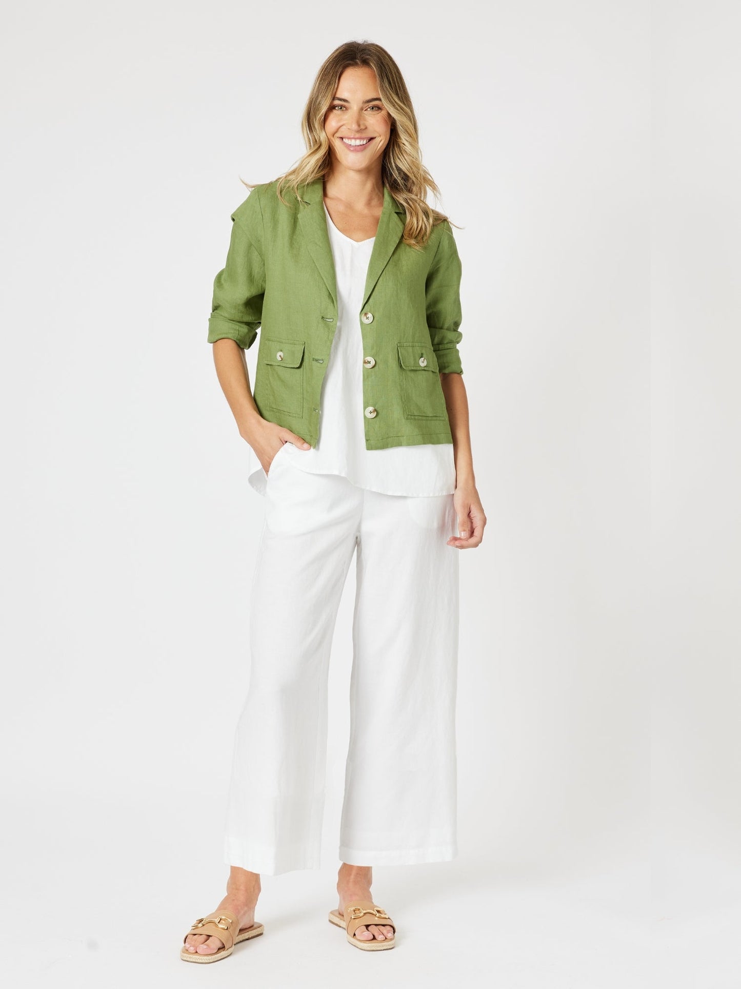 Gordon Smith Lino Wide Leg Pant (White)