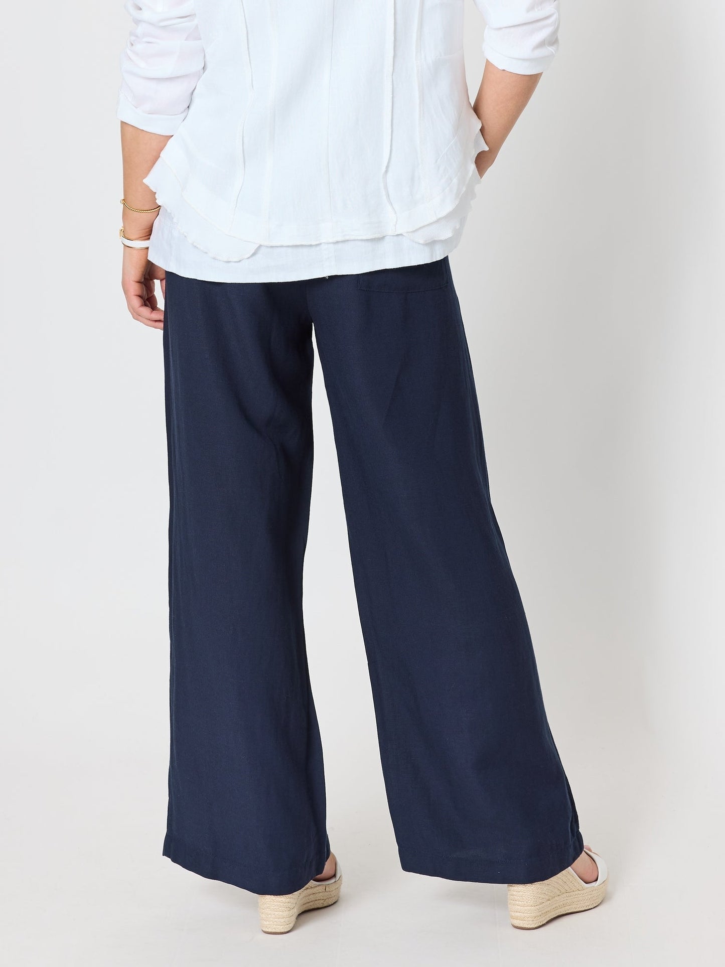 Gordon Smith Luella Wide Leg Linen Pant (Navy)