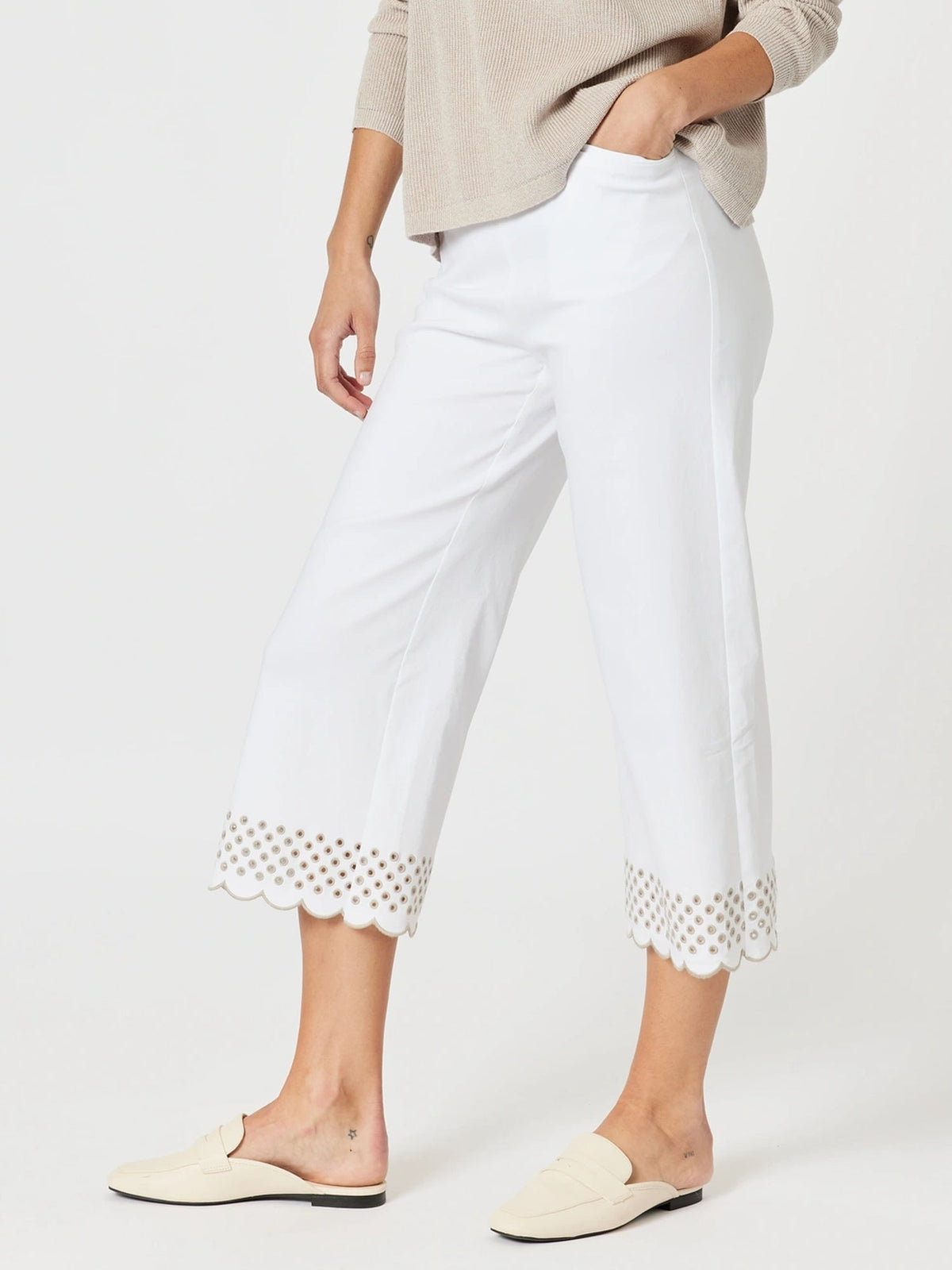 Gordon Smith Scallop Hem Pant (White/Natural)