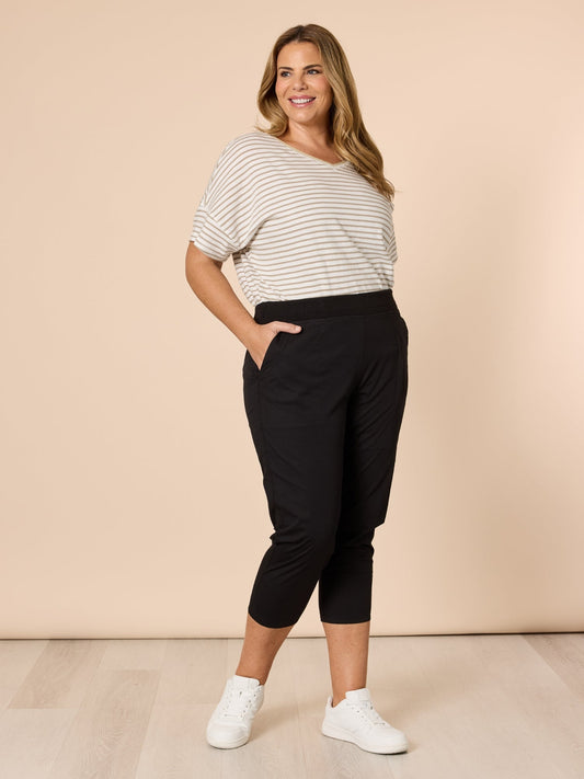 Threadz Santorini Cotton Capri Pant (Black)