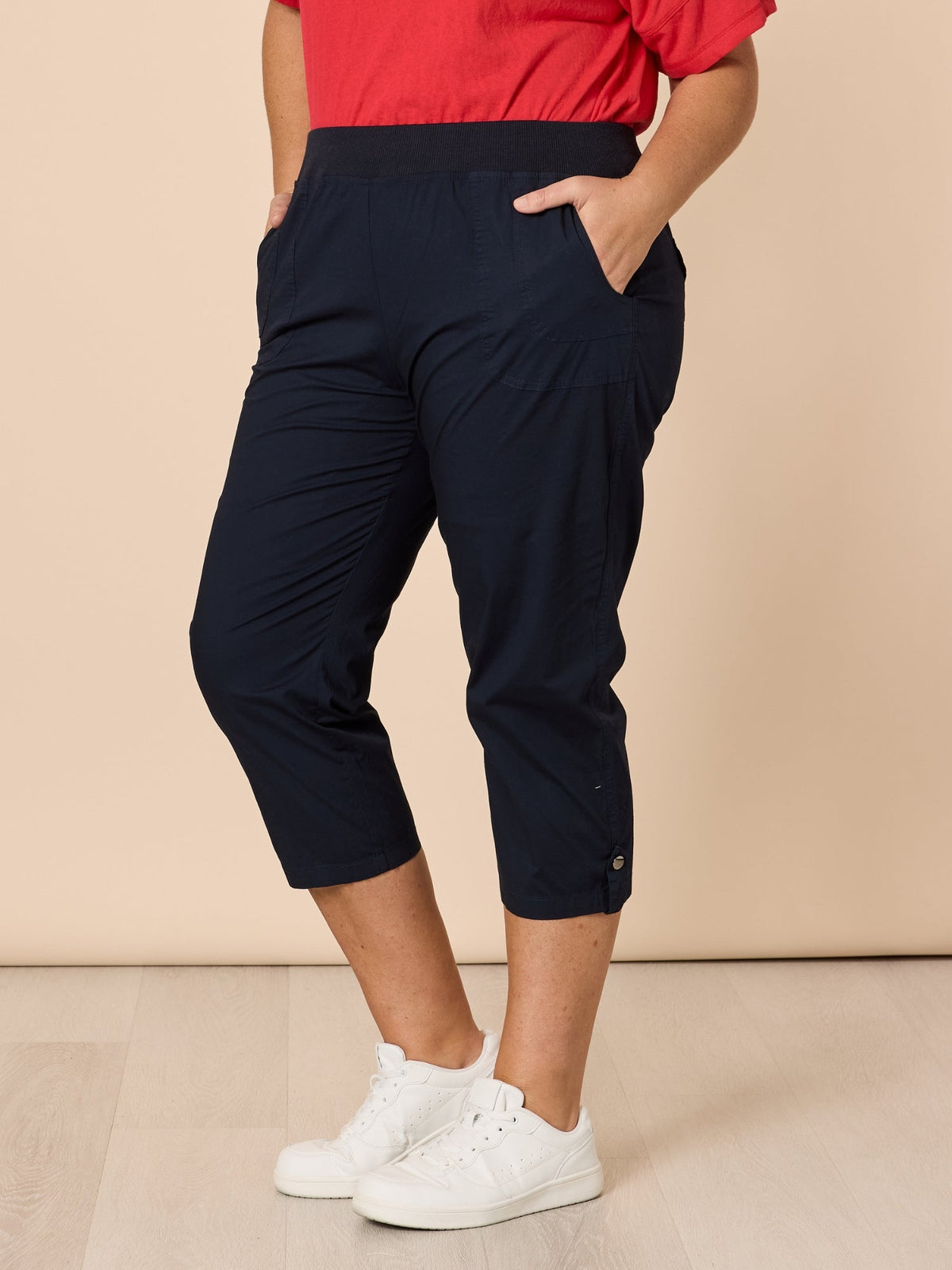 Threadz Santorini Cropped Cotton Pant (Navy)