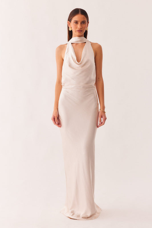 Image of Dresses. Productname: SNDYS ROSANNA MAXI DRESS in Champagne colour by brand - SNDYS