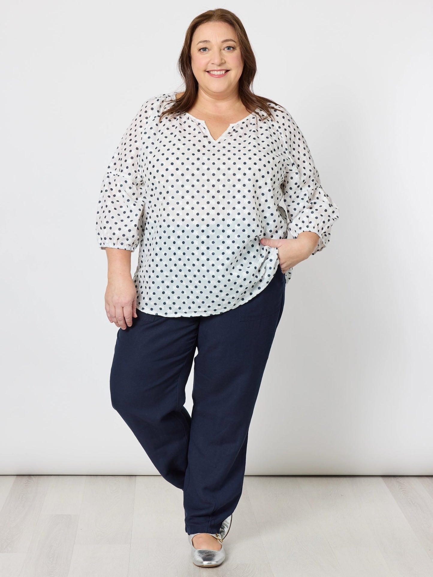 Gordon Smith Get Dotty Embroidered Top (Navy/White)