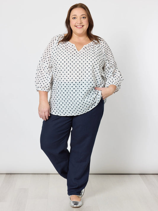 Gordon Smith Get Dotty Embroidered Top (Navy/White)