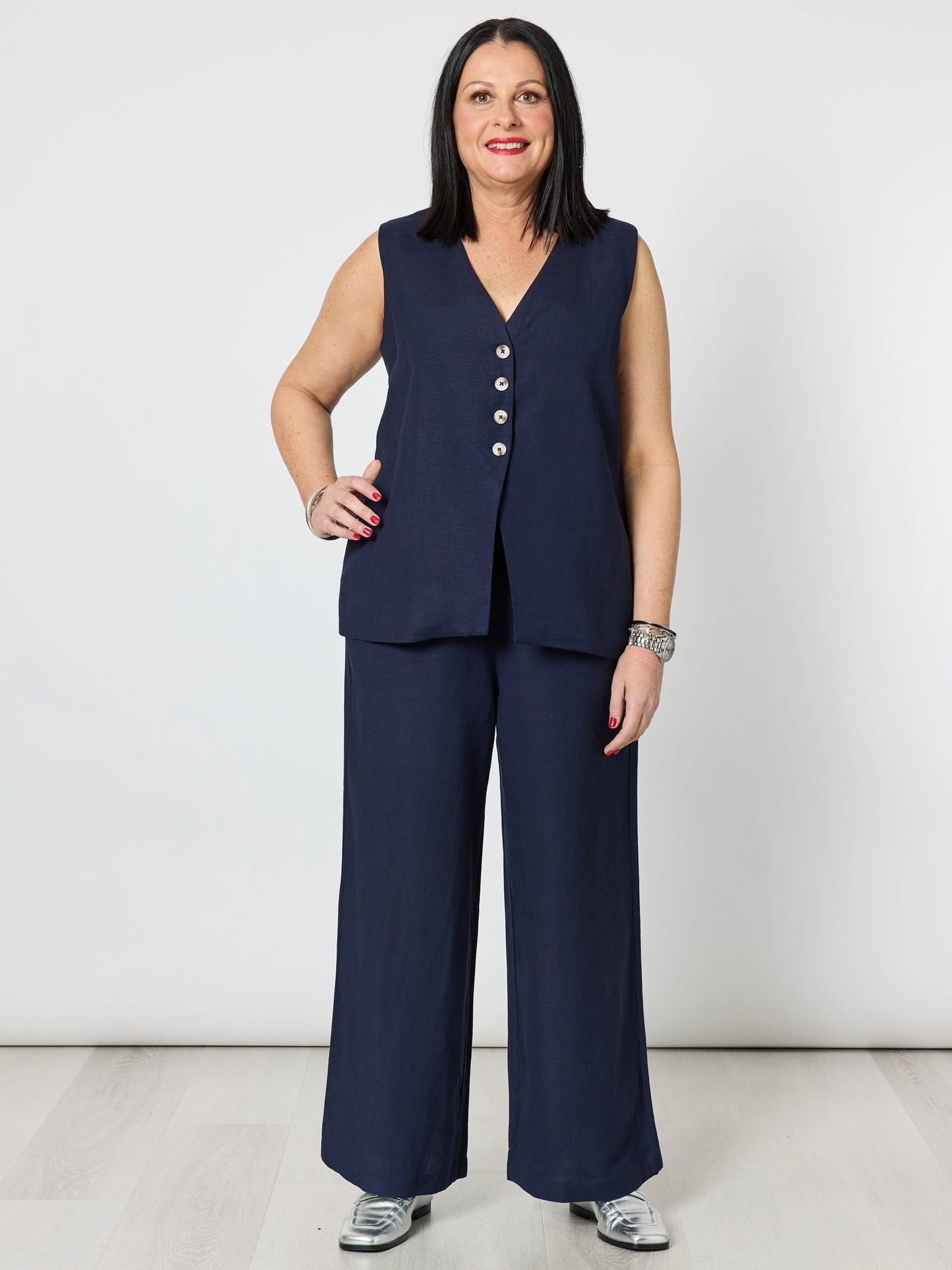 Gordon Smith Lino Long Vest (Navy)