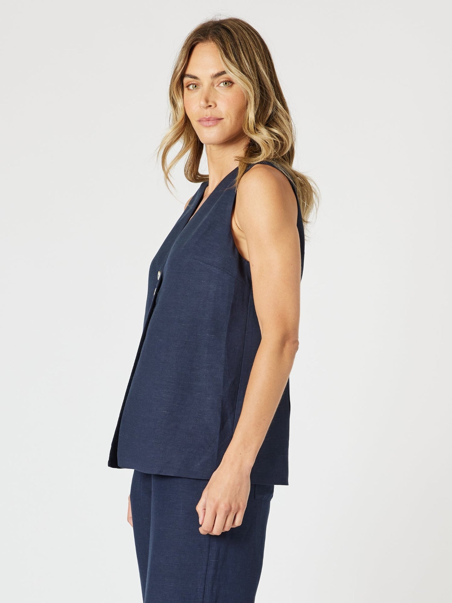 Gordon Smith Lino Long Vest (Navy)