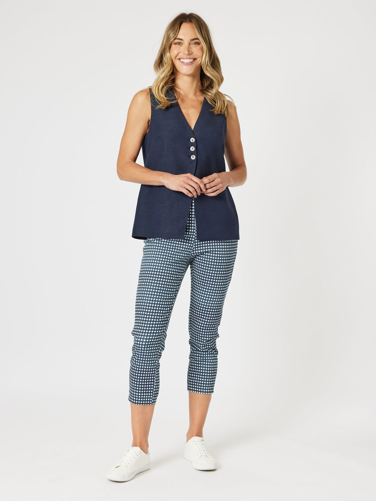 Gordon Smith Lino Long Vest (Navy)