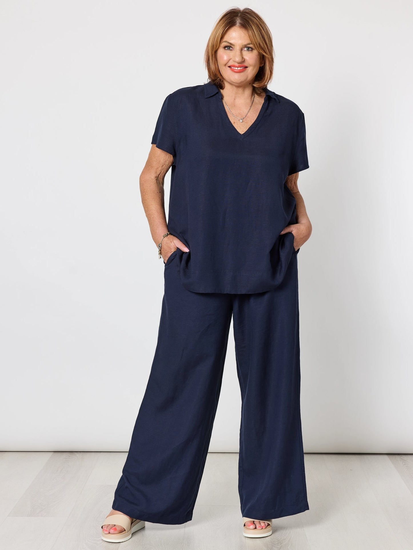 Gordon Smith Lino Wide Leg Pant (Navy)