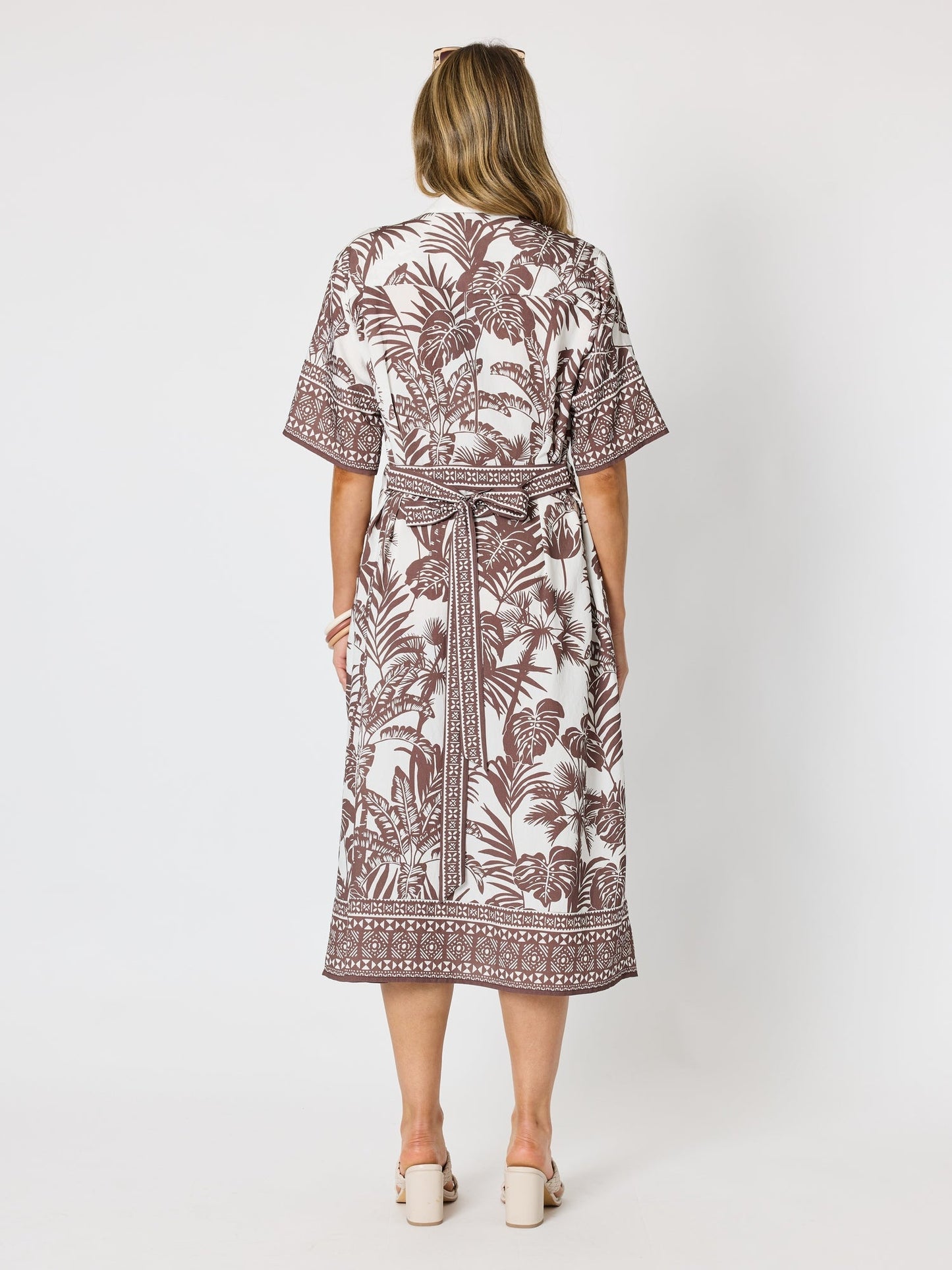 Hammock & Vine Palm Cove Shirt Dress (Espresso White)