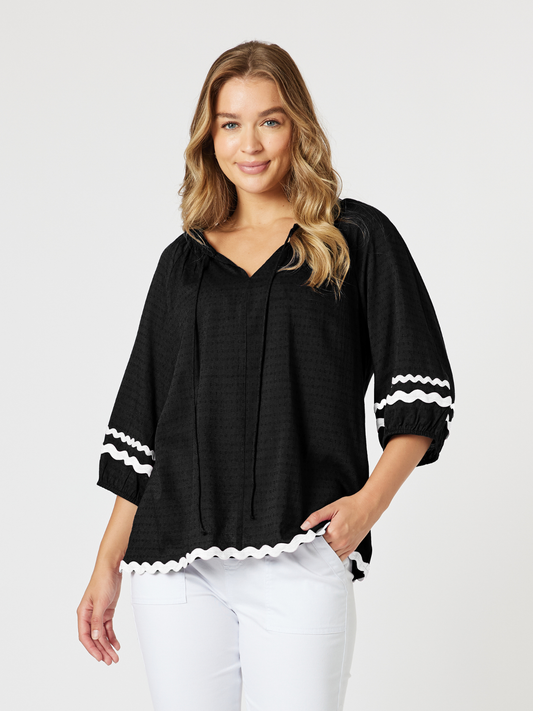 Threadz Ric Rac Top (Black)