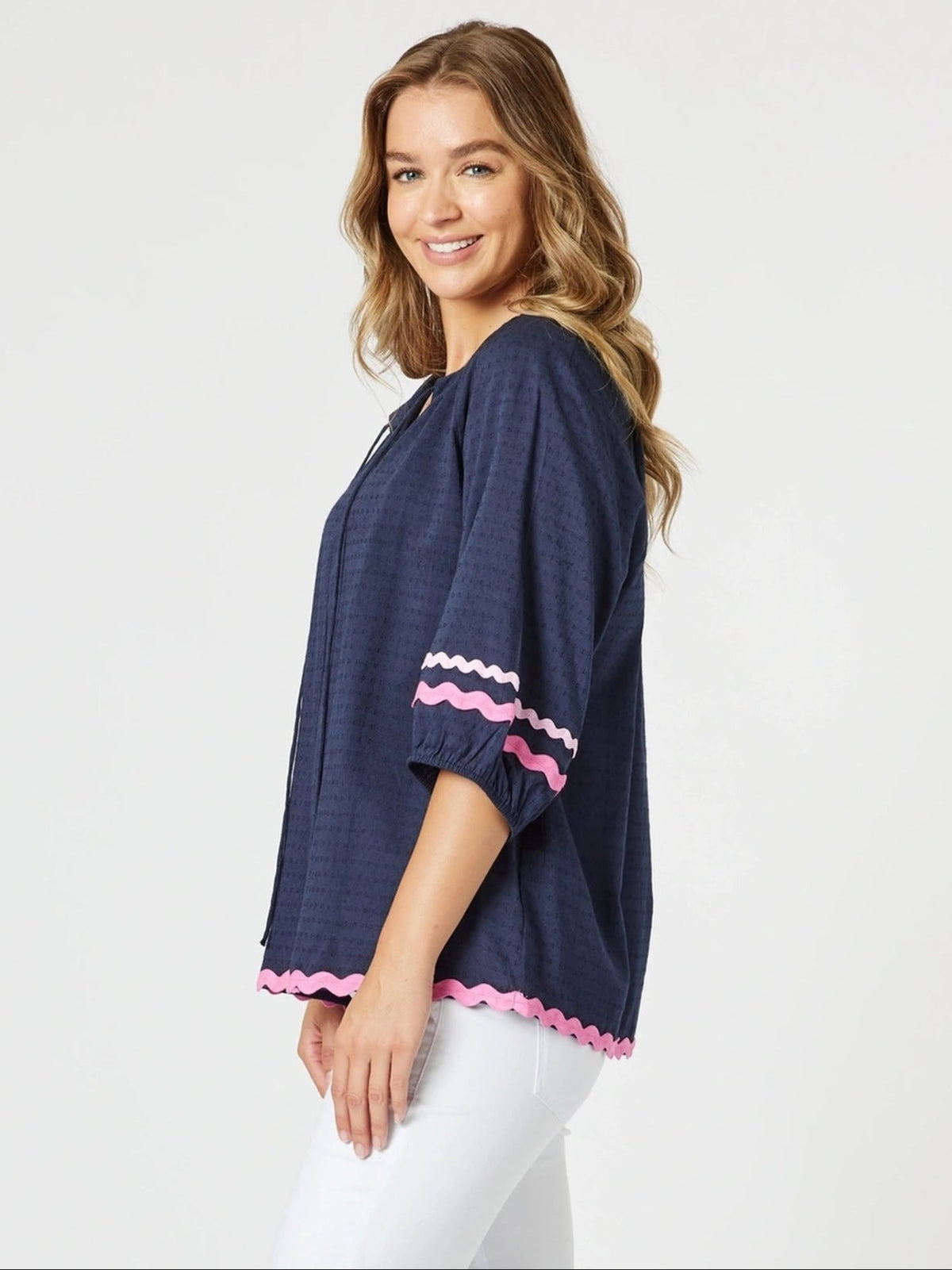 Threadz Ric Rac Top (Navy)