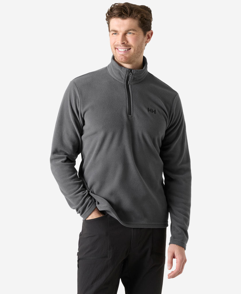 Image of a model wearing Outerwear. Product name - DAYBREAKER 1/2 ZIP FLEECE, Thunder Grey in Thunder Grey colour by brand - Helly Hansen
