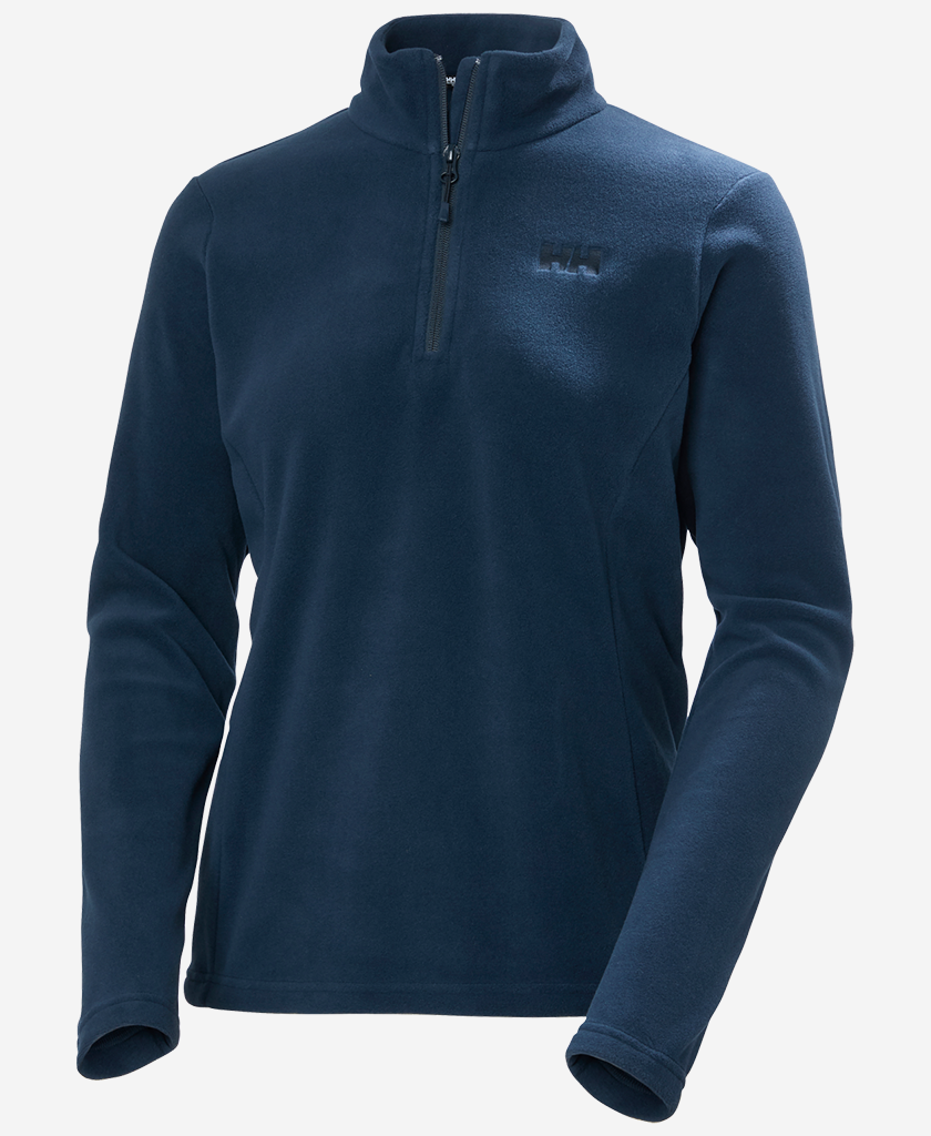 Image of a model wearing Outerwear. Product name - W DAYBREAKER 1/2 ZIP FLEECE, Navy in Navy colour by brand - Helly Hansen