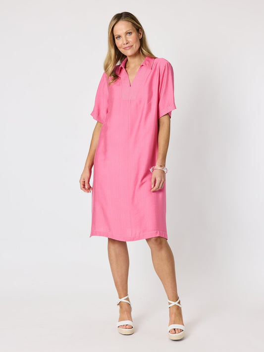 Image of a model wearing Tops. Product name - Top Stitch Dress Candy in Candy colour by brand - Clarity