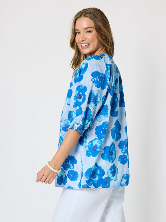 Threadz Poppies Floral Print Top (Aqua Multi)