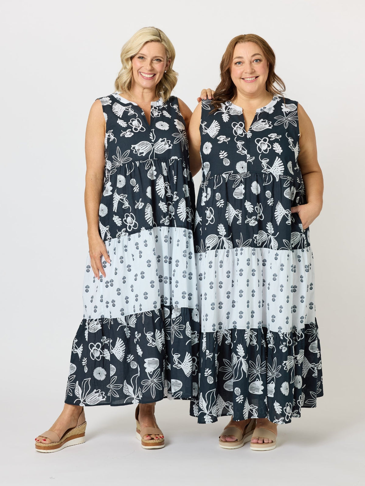 Image of Dresses. Product name - Palm Springs Print Dress Navy/White in Navy/White colour by brand - Gordon Smith