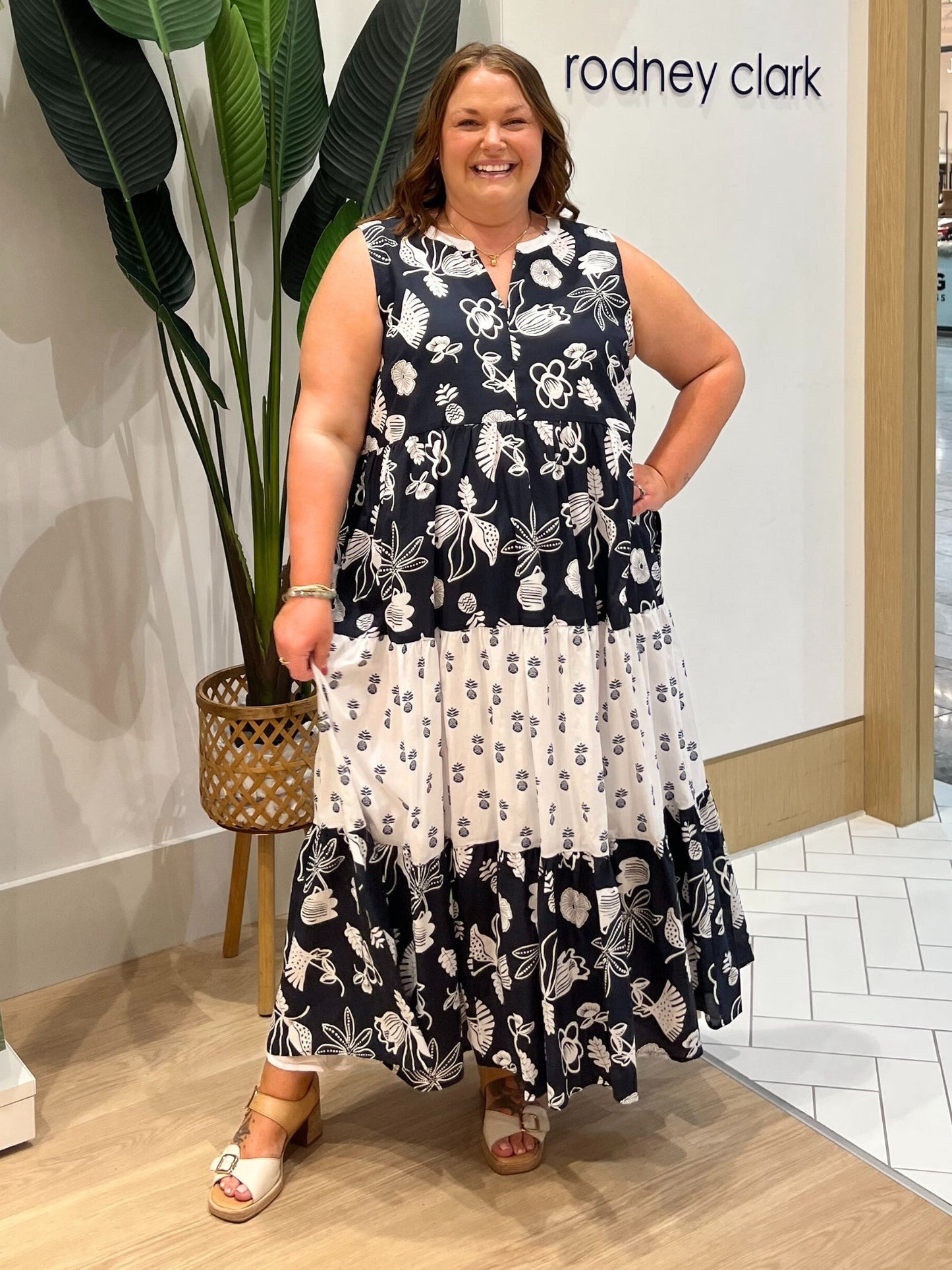 Gordon Smith Palm Springs Print Dress (Navy/White)