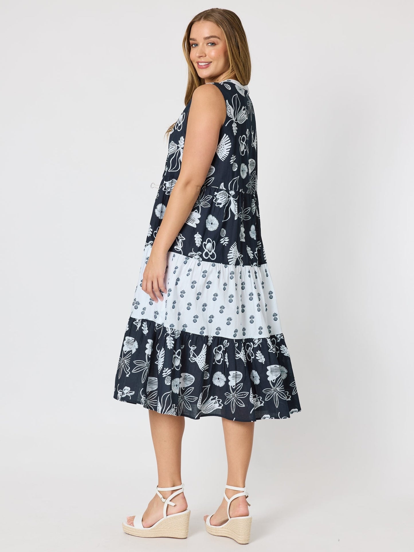 Gordon Smith Palm Springs Print Dress (Navy/White)